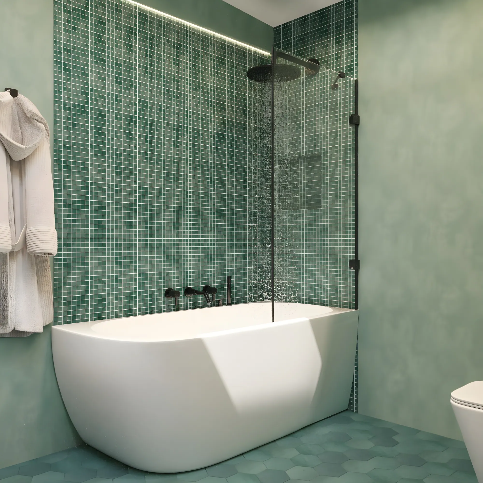 Green Mosaic Bathroom — view 7
