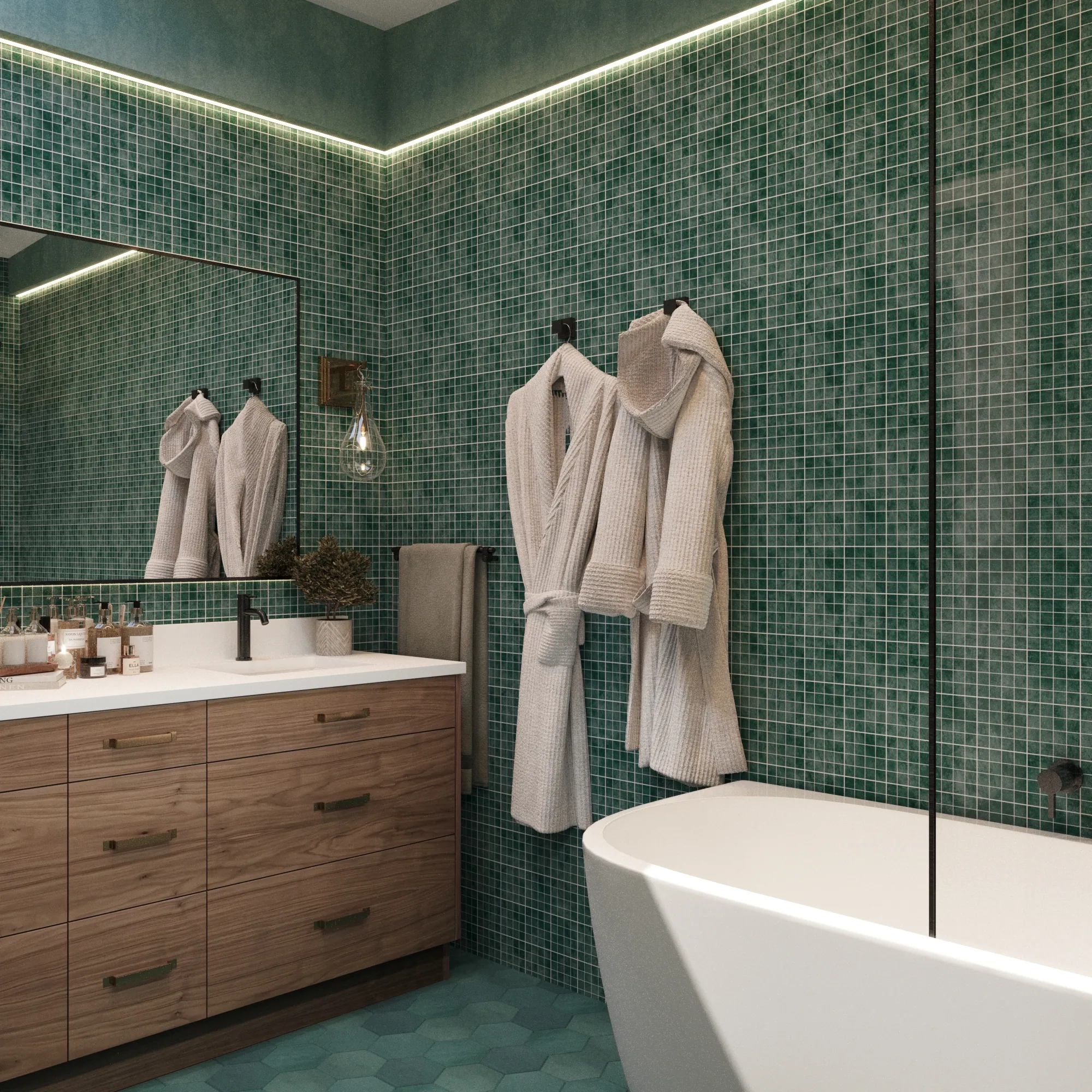 Green Mosaic Bathroom — view 9