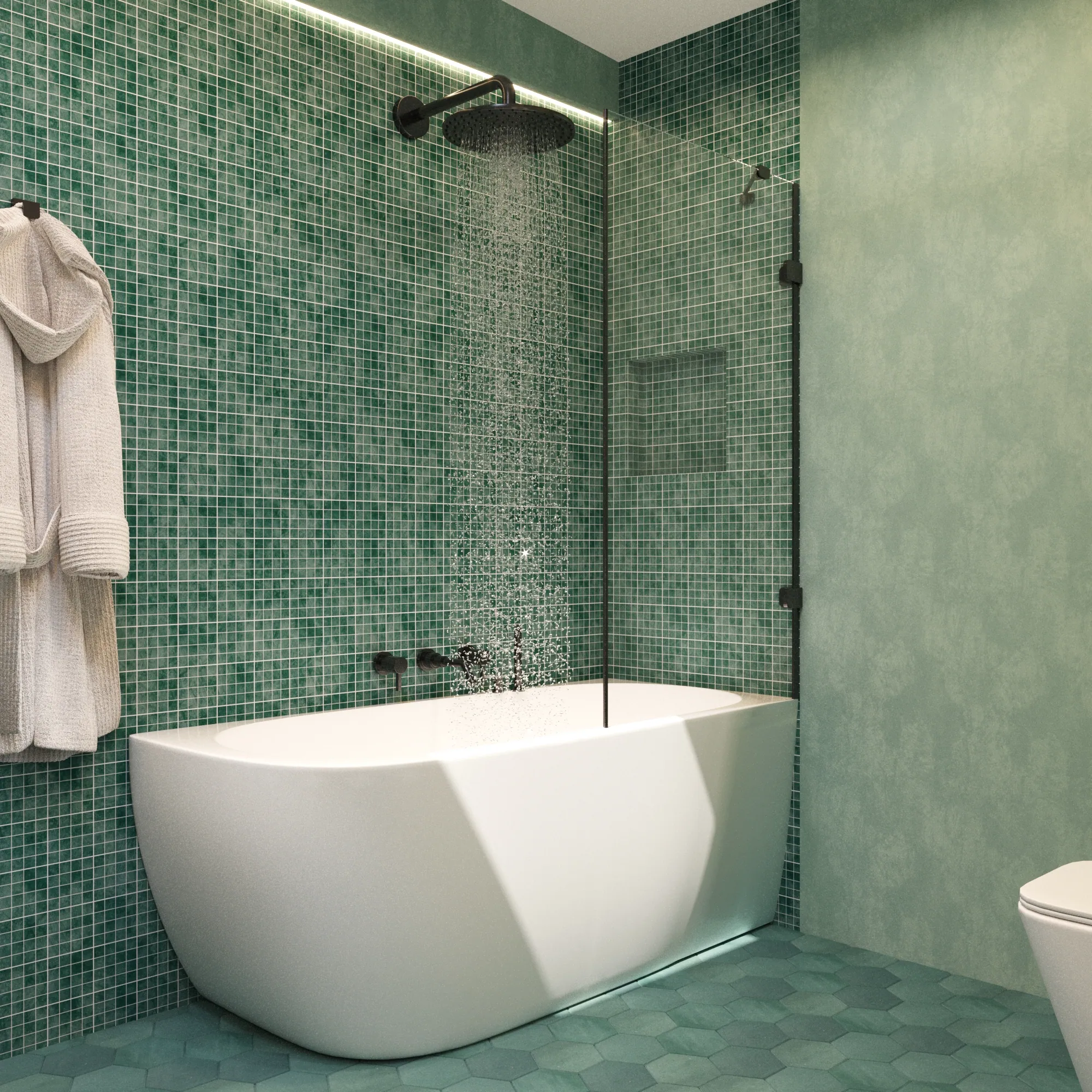 Green Mosaic Bathroom — view 1