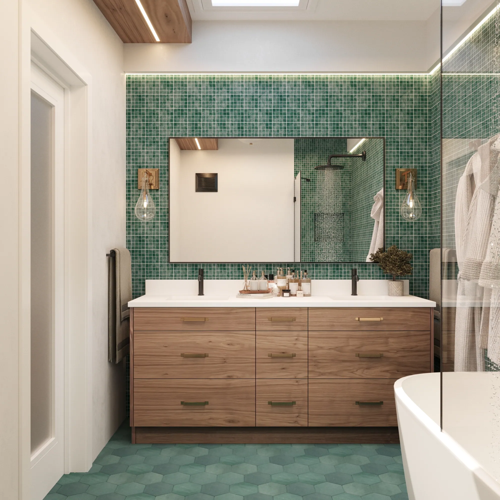 Green Mosaic Bathroom — view 2