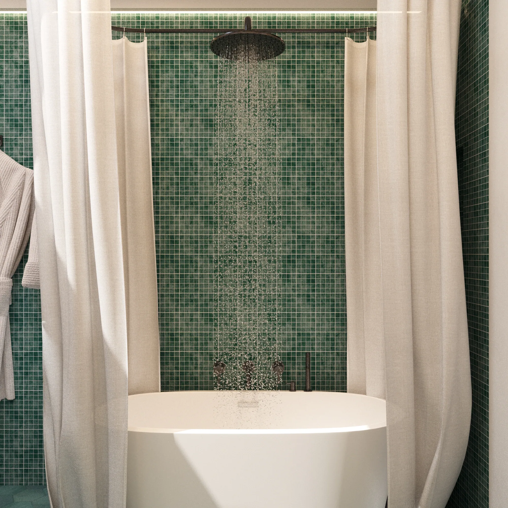Green Mosaic Bathroom — view 3