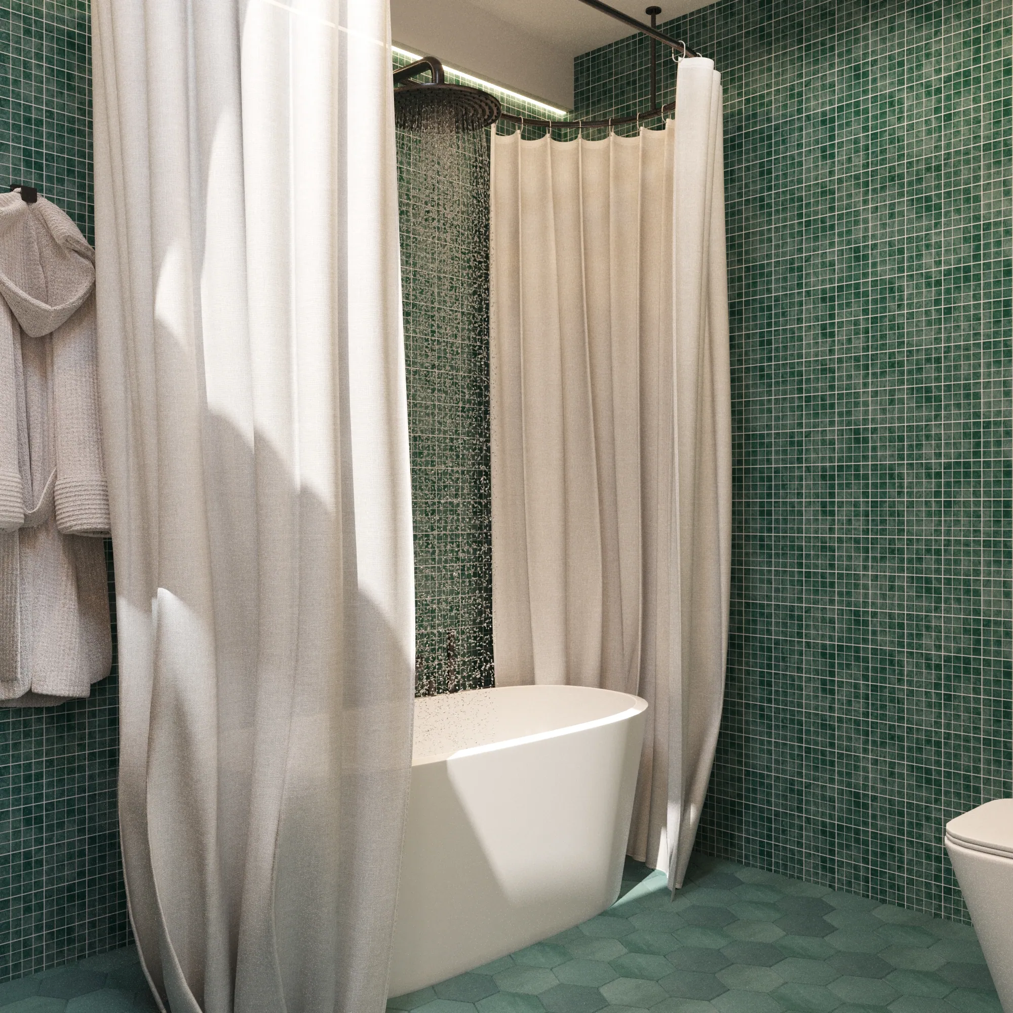 Green Mosaic Bathroom — view 4