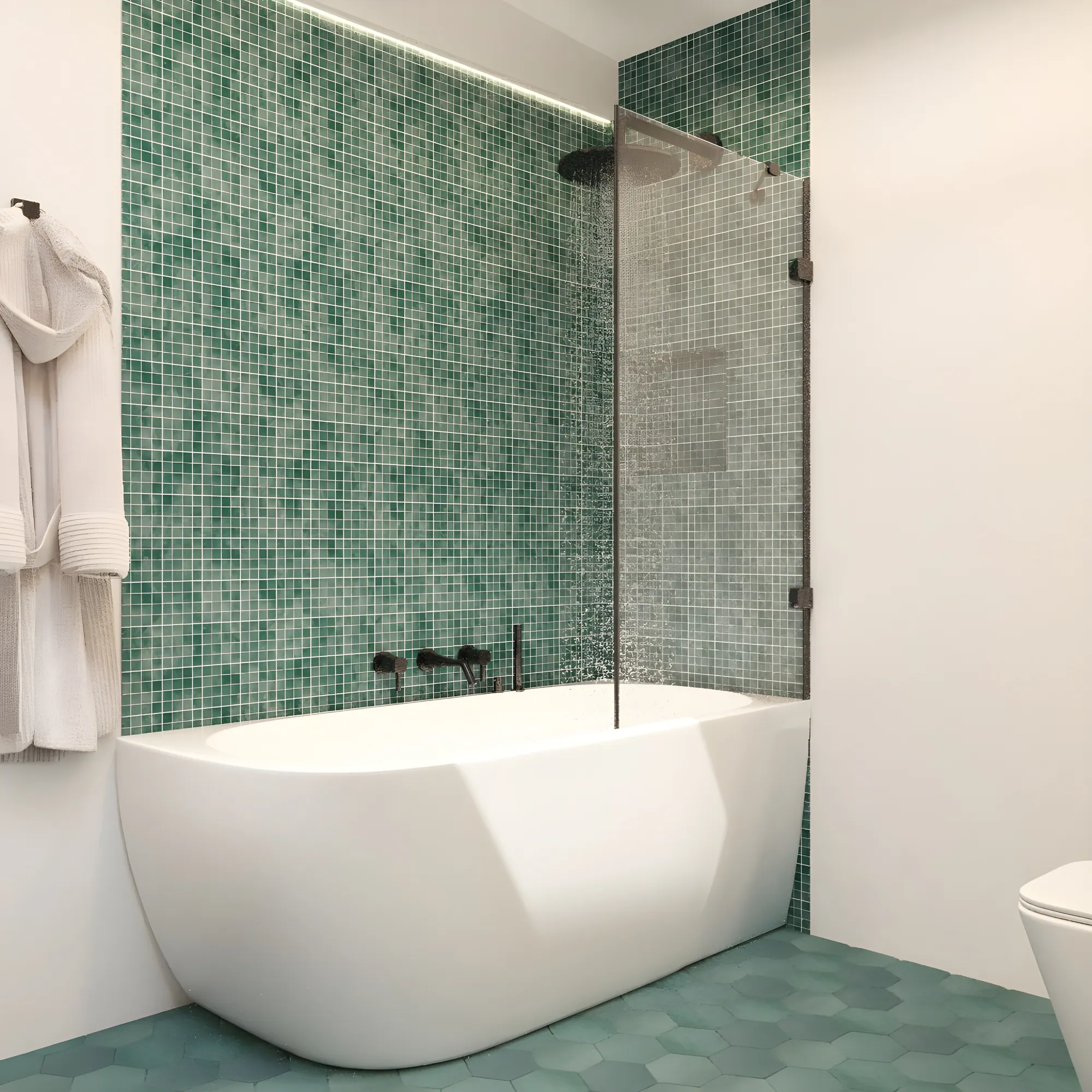 Green Mosaic Bathroom — view 6