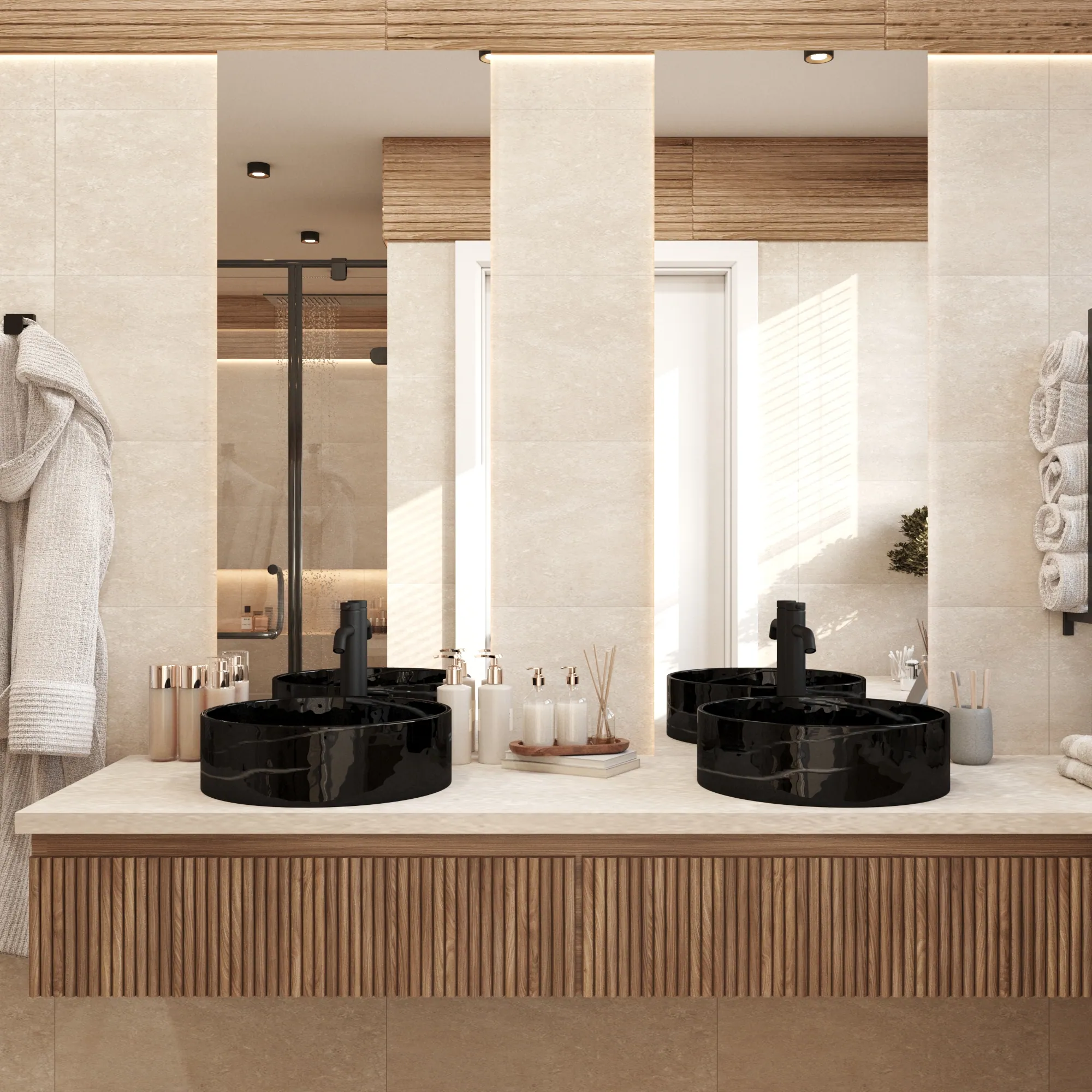 Masterbadkamer met stenen bad — view 2