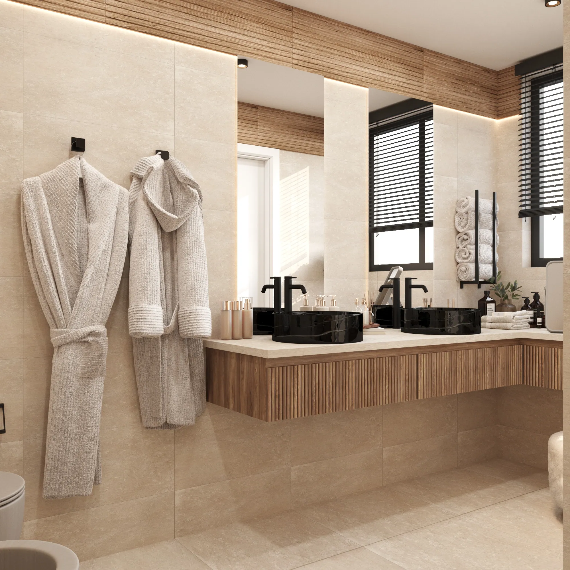 Masterbadkamer met stenen bad — view 3