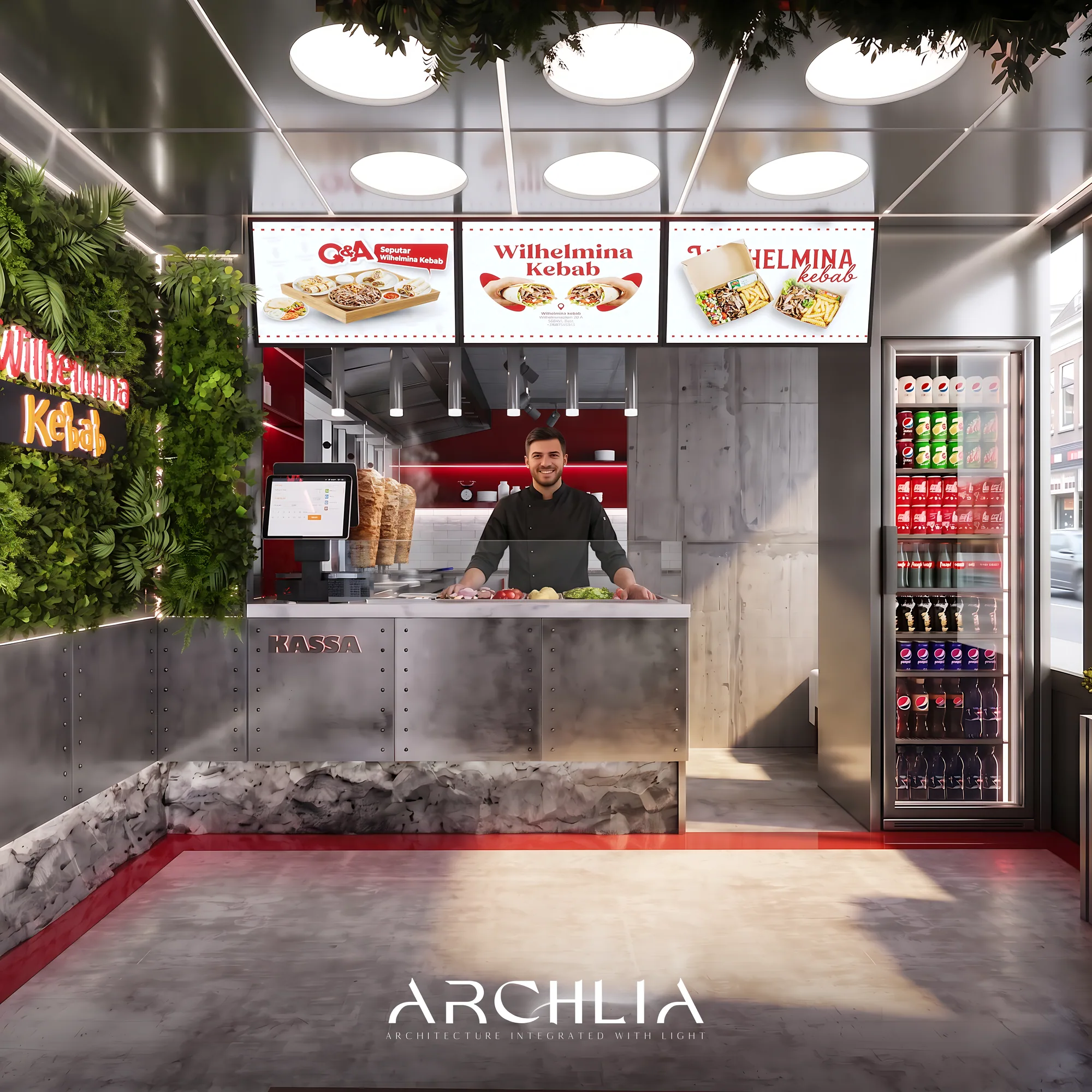 What does a small takeaway restaurant need in its layout?